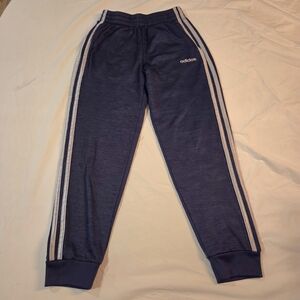 Adidas Kids Navy Blue Track Pants with Side Stripes